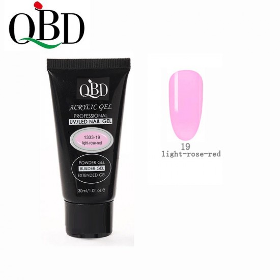 GEL ΧΤΙΣΙΜΑΤΟΣ QBD ACRYLIC GEL UV/LED NAIL GEL - SOAK OFF LIGHT ROSE RED 30ML NY-QBD1333-19