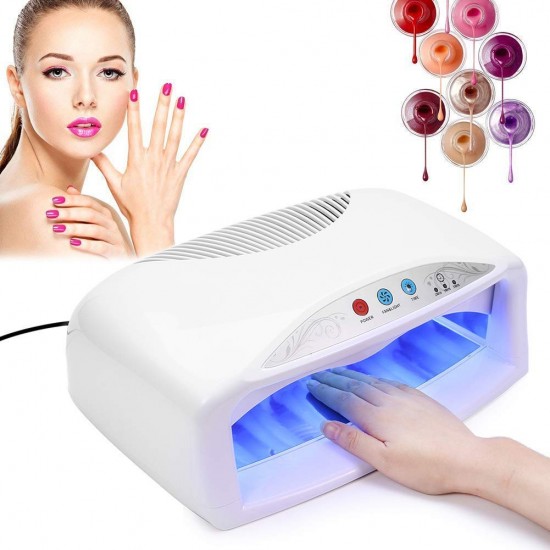 54W UV Nail Dryer Lamp Quick Drying Nail Gel Polish Dryer UV Light with Fan & Timer Setting US 110V am01