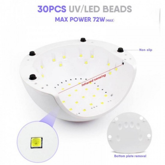 BLUEQUE NAIL LAMP WHITE ΕΠΑΓΓΕΛΜΑΤΙΚΟ ΦΟΥΡΝΑΚΙ ΝΥΧΙΩΝ UV LED 72W OEM NY-BQ-1T