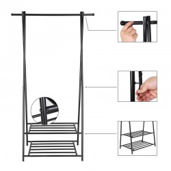 Μεταλλική Κρεμάστρα Ρούχων Δαπέδου 87.5 x 41 x 155 cm Χρώματος Μαύρο Songmics HSR05B