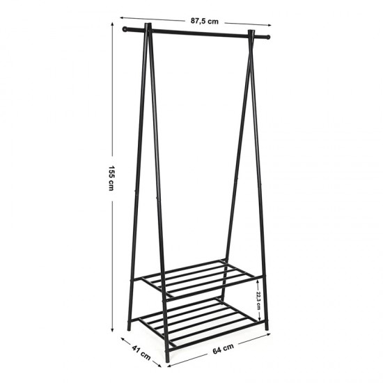 Μεταλλική Κρεμάστρα Ρούχων Δαπέδου 87.5 x 41 x 155 cm Χρώματος Μαύρο Songmics HSR05B