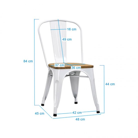 Σετ Μεταλλικές Καρέκλες με Ξύλινο Κάθισμα 84 x 48 x 45 cm 2 τμχ Hoppline HOP1001226-1