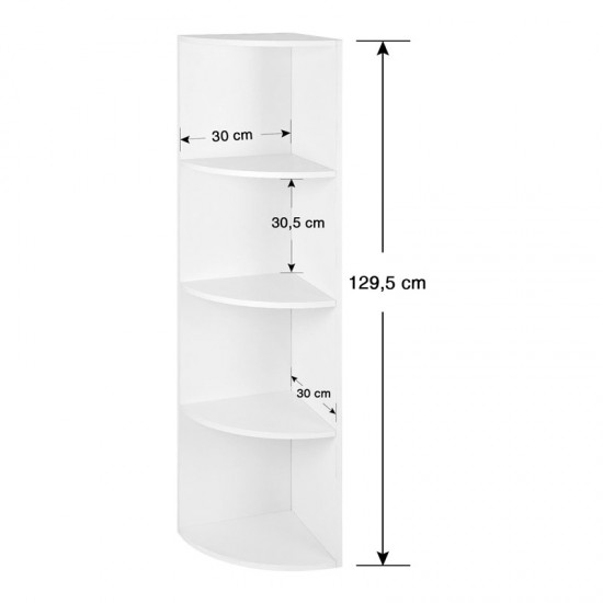 Γωνιακή Ξύλινη Ραφιέρα με 4 Ράφια 30 x 30 x 129.5 cm VASAGLE LBC42WT