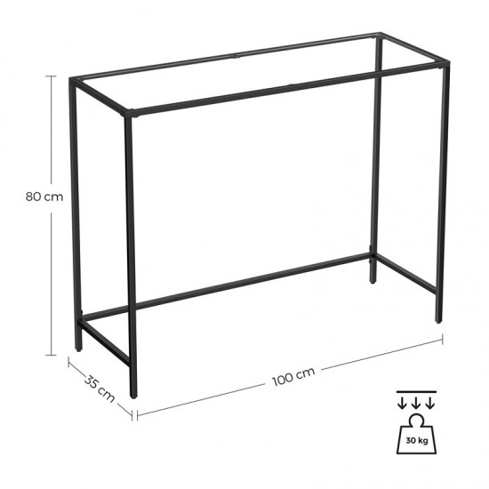 Μεταλλική Κονσόλα με Γυάλινη Επιφάνεια 100 x 35 x 80 cm VASAGLE LGT026B01