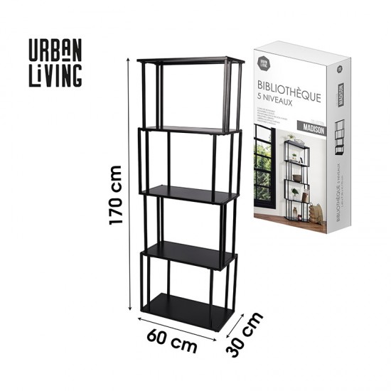 Μεταλλική Βιβλιοθήκη με 5 Ράφια 60 x 30 x 170 cm Madison Urban Living 151385