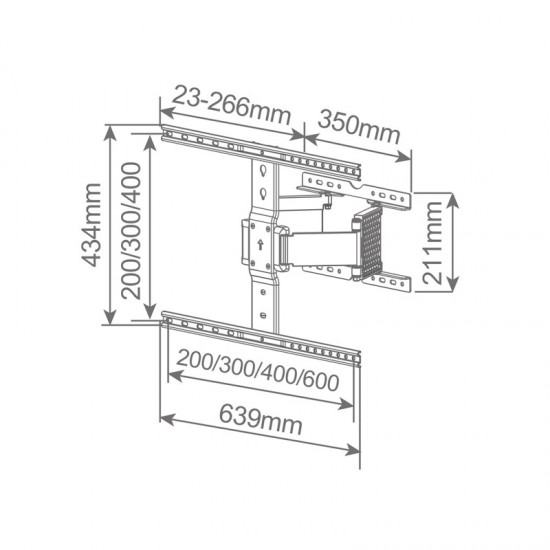 Επιτοίχια Βάση Τηλεόρασης με Βραχίονα 37-90" 50 Kg GSC 500055027