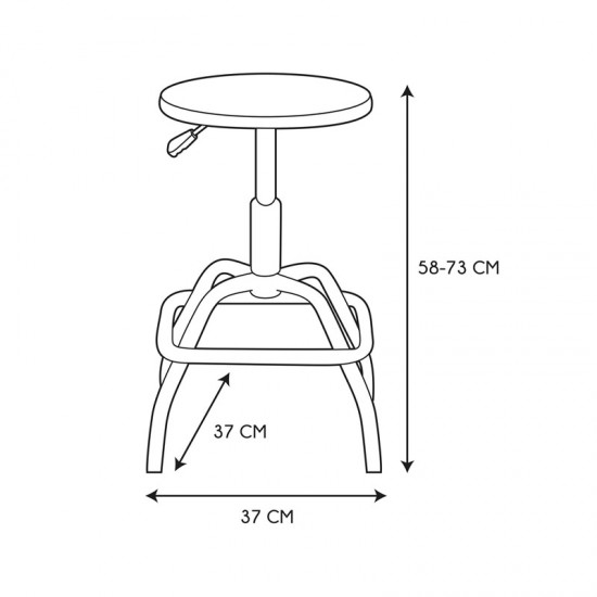 Μεταλλικό Σκαμπό Μπαρ με Ρυθμιζόμενο Ύψος 37 x 37 x 58-73 cm Home Deco Factory HD7601