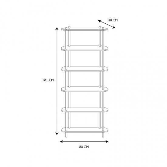 Ξύλινη Ραφιέρα με 6 Ράφια 80 x 30 x 181 cm Home Deco Factory HD0076