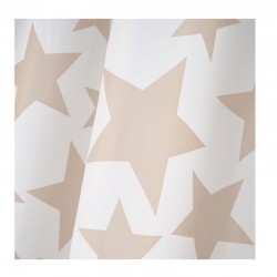 Κουρτίνα Μπάνιου με Κρίκους 180 x 200 cm Star Print Beige Bakaji 02839916