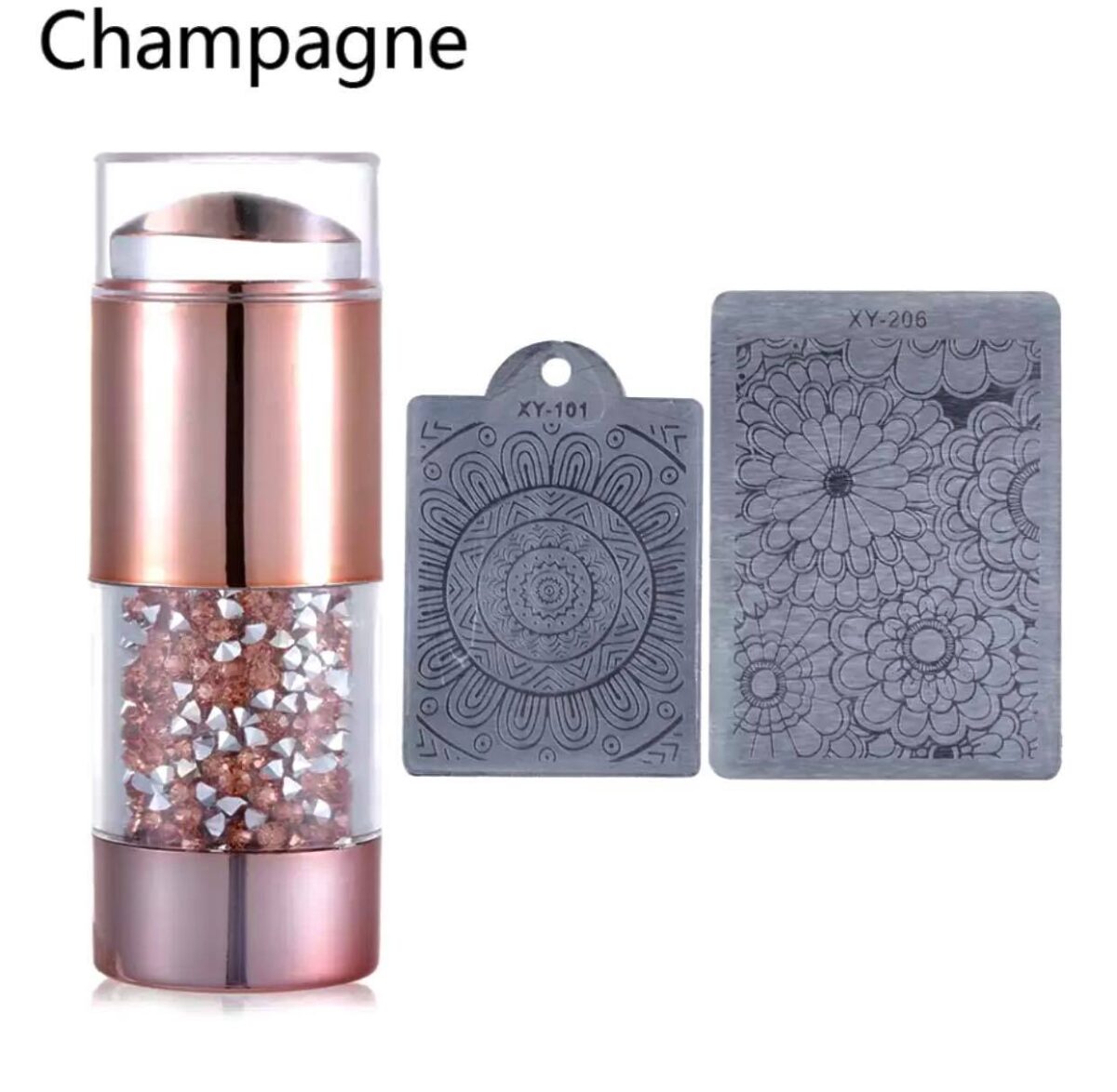 Σφραγίδα Νυχιών με 2 στάμπες Champagne στρας SFR-002 - Image 1