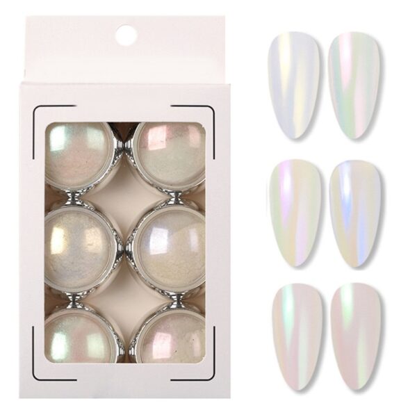 Σετ 6 Fairy Aurora Mirror Σκόνες Νυχιών