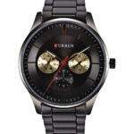 Curren 8282 Ρολόι Χρονογράφος Μπαταρίας με Μεταλλικό Μπρασελέ Black / Gold