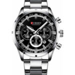 Curren Ρολόι 8355 Χρονογράφος με Μεταλλικό Μπρασελέ σε Ασημί χρώμα