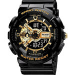 Skmei 1688 Αναλογικό/Ψηφιακό Ρολόι Μπαταρίας με Καουτσούκ Λουράκι Black-Gold