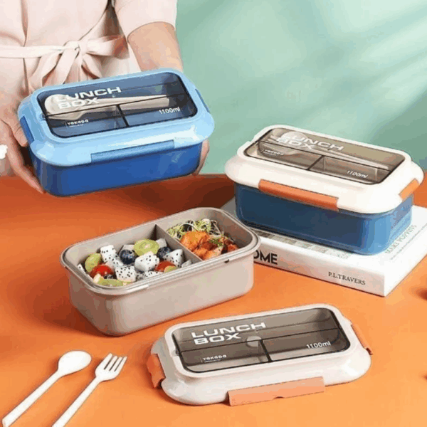 Lunch box με κουτάλι και πιρούνι δύο χώρων 1.100 ml
