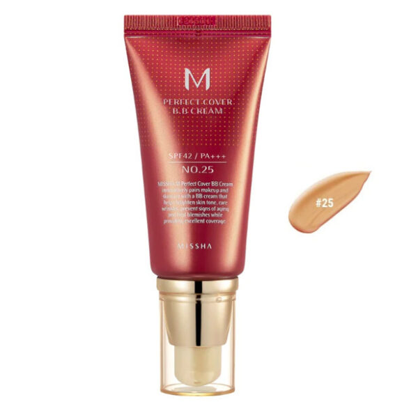 Missha M Perfect Cover BB Cream No.25 Warm Beige με SPF42 – Ενυδατική Κάλυψη με Υαλουρονικό Οξύ & Ceramides 50ml