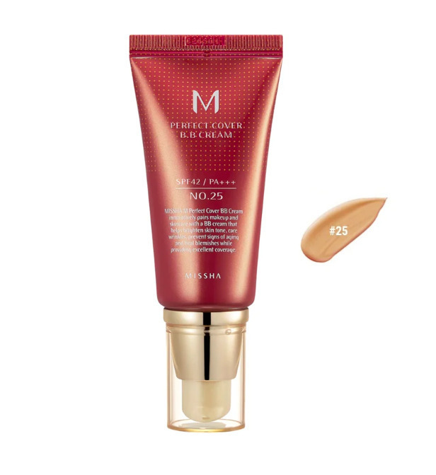 Missha M Perfect Cover BB Cream No.25 Warm Beige με SPF42 – Ενυδατική Κάλυψη με Υαλουρονικό Οξύ & Ceramides 50ml - Image 1