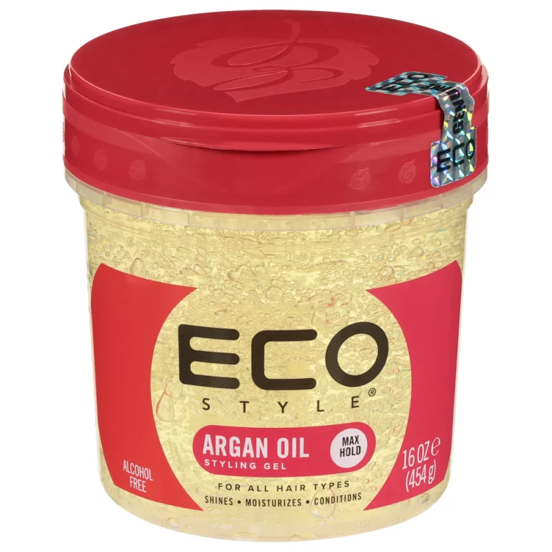 Eco Style Gel Μαλλιών 473ml με έλαιο argan για δυνατό κράτημα, λάμψη και ενυδάτωση σε κατσαρά και σγουρά μαλλιά