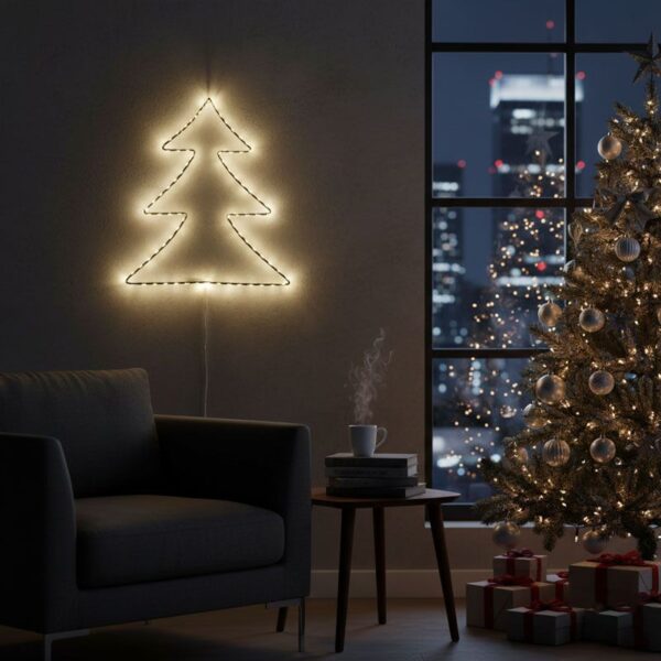 Φωτιζόμενο δέντρο LED τοποθετημένο σε βιτρίνα Χριστουγέννων