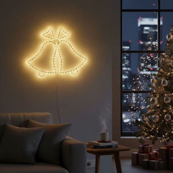 Χριστουγεννιάτικη διακόσμηση με καμπάνες LED σε θερμό φως