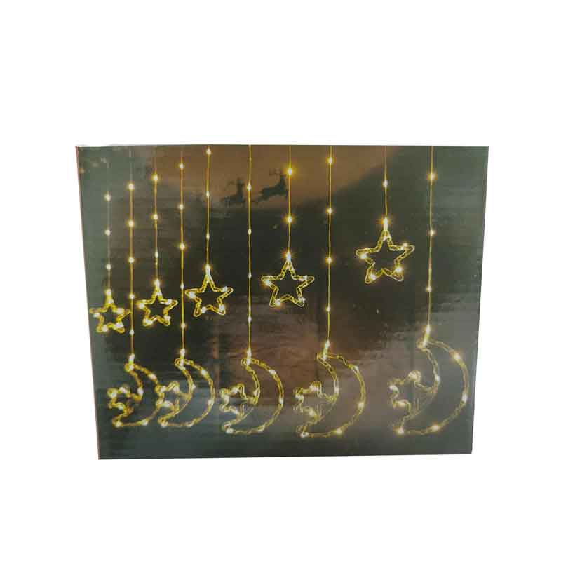 Christmas Curtain Lights Stars & Moons 3M Κουρτίνα φωτάκια Χριστουγέννων 3 μέτρων με αστέρια και φεγγάρια LED θερμό φως