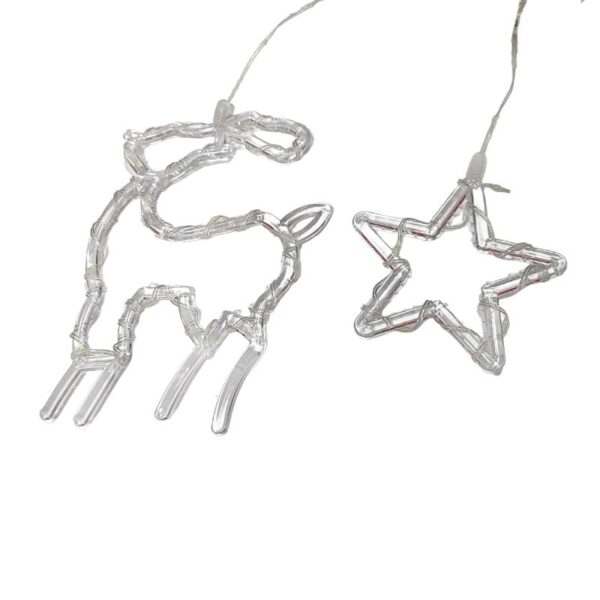 Christmas LED curtain lights reindeer and stars cool white