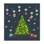 Χριστουγεννιάτικα αυτοκόλλητα για τζάμια σε διάφορα σχέδια, ιδανικά για γιορτινή διακόσμηση σπιτιού και καταστημάτων