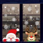 Χριστουγεννιάτικα αυτοκόλλητα για τζάμια σε διάφορα σχέδια, ιδανικά για γιορτινή διακόσμηση σπιτιού και καταστημάτων