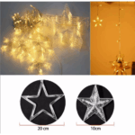 12 Λαμπάκια Αστέρια 138LED 2,5m Θερμό Λευκό – Φωτάκια Κουρτίνα Χριστουγεννιάτικα - Image 2