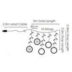 10 Rubber Christmas Rings LED Λαμπάκια Βροχή 3m – Θερμό Λευκό Φως - Image 2