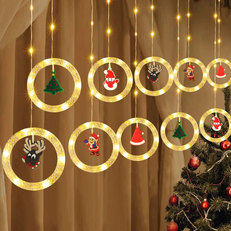 Το κείμενο της παραγράφου σας (13) 10 Rubber Christmas Rings LED Λαμπάκια Βροχή 3m – Θερμό Λευκό Φως - Image 1